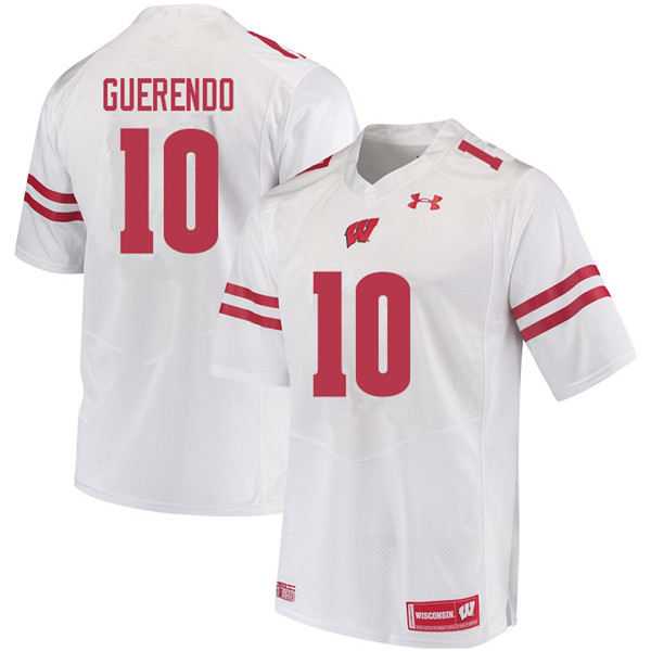 Wisconsin Badgers Men's #10 Isaac Guerendo NCAA Under Armour Authentic White College Stitched Football Jersey XU40T66MC
